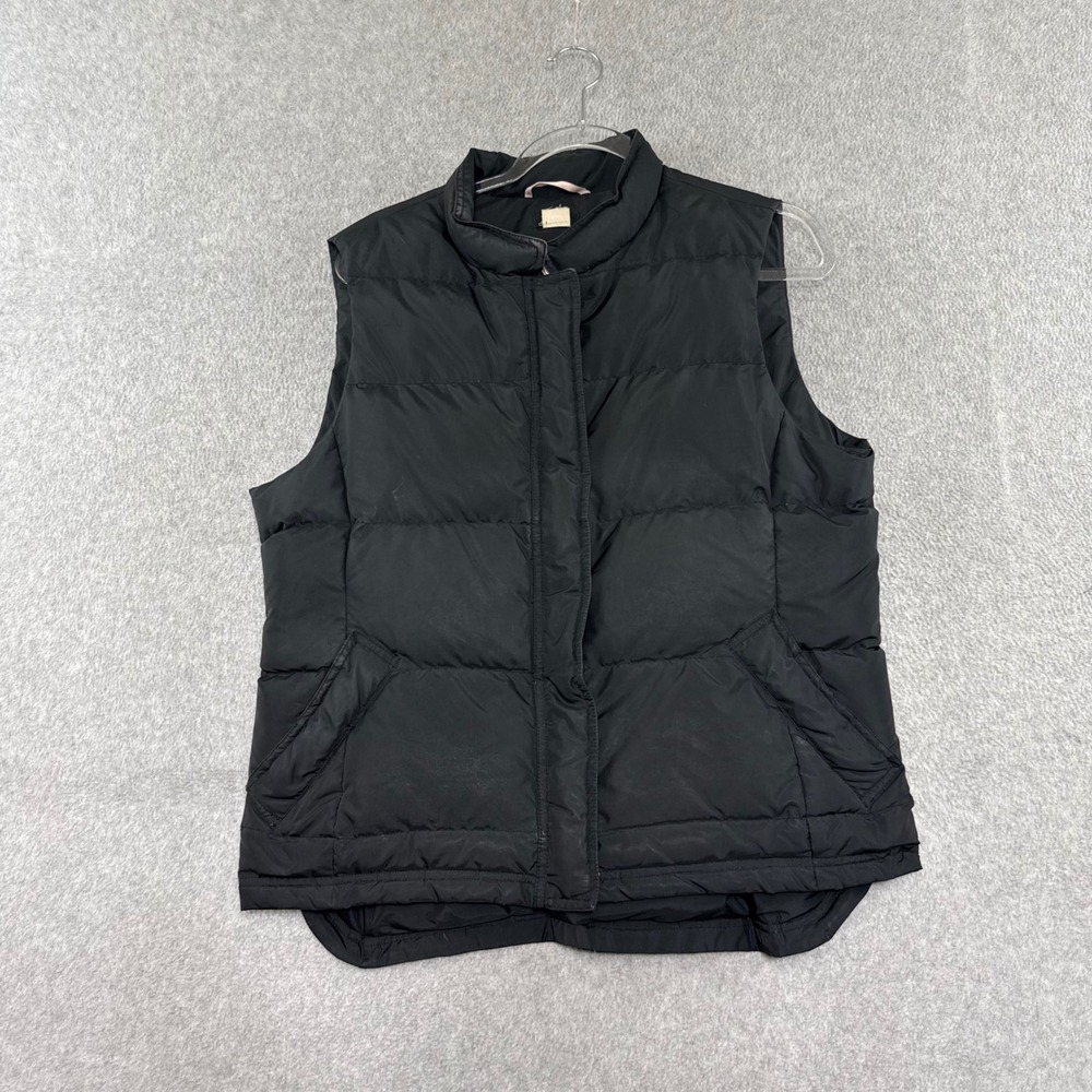 J.Crew Puffer Vest Womens Large Black Down Fill Quilted Outdoor Layering